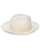Borsalino Bow Ribbon Hat - White
