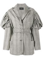 Simone Rocha Prince Of Wales Checked Jacket, Women's, Size: 10, Grey, Cotton/linen/flax/spandex/elastane/acetate