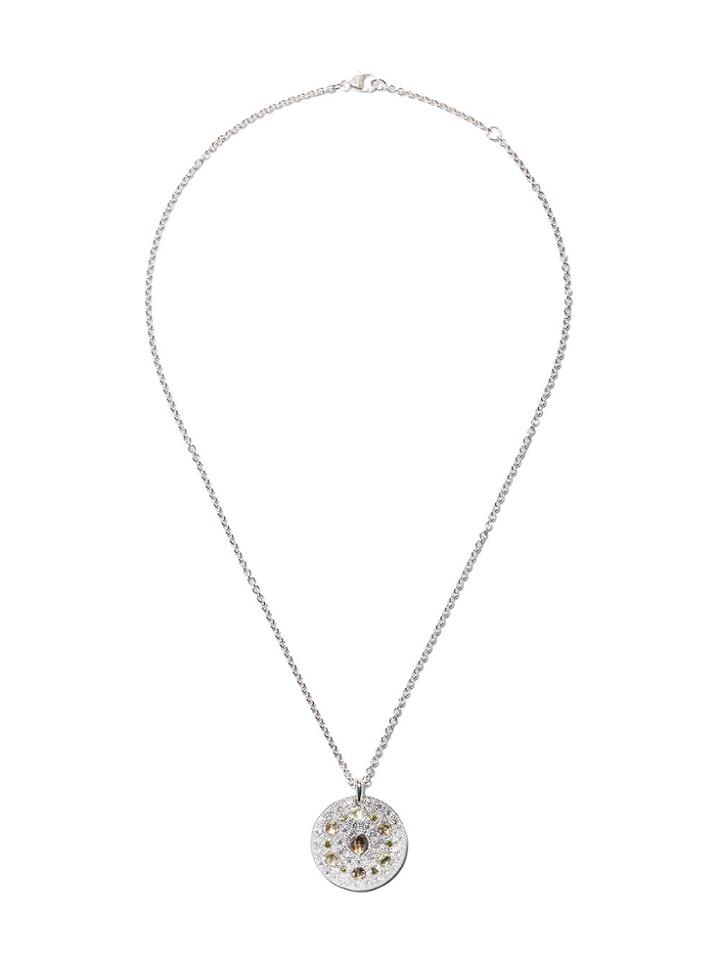 De Beers 18kt White Gold Talisman Medal Diamond Pendant Necklace -
