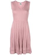 M Missoni Fitted V-neck Dress - Pink