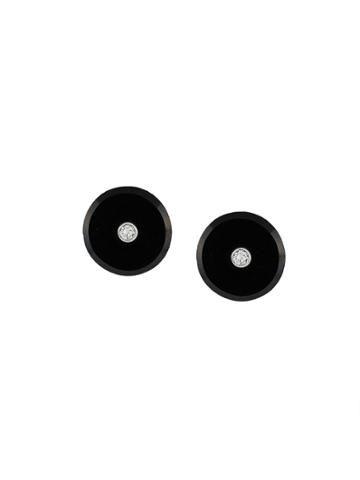 Simonetta Bianchini Diamond Embellished Disc Earrings - Black