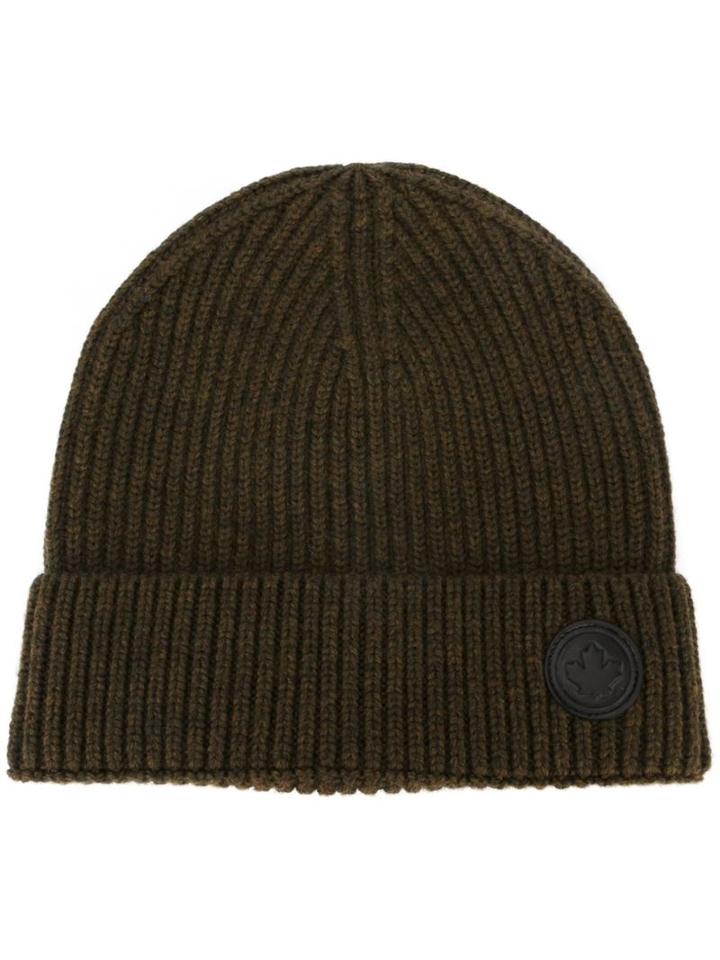 Dsquared2 Canadian Emblem Beanie, Men's, Green, Wool