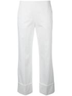 Fay Cropped Wide-leg Trousers, Women's, Size: 44, White, Cotton/spandex/elastane