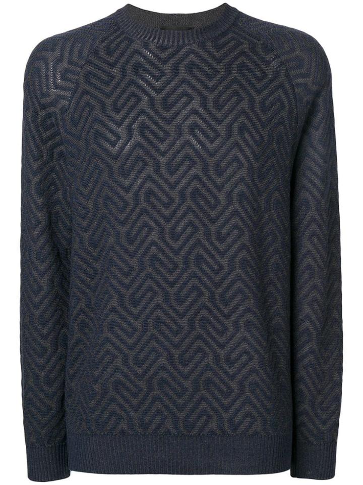 Giorgio Armani Geometric Patterned Jumper - Blue