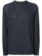 Giorgio Armani Geometric Patterned Jumper - Blue