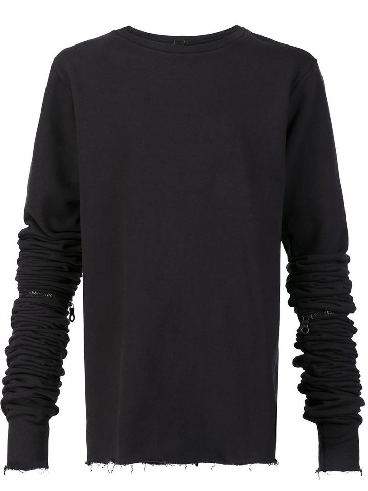Black Fist Ruched Sleeve Sweatshirt, Men's, Size: Medium, Cotton