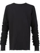 Black Fist Ruched Sleeve Sweatshirt, Men's, Size: Medium, Cotton