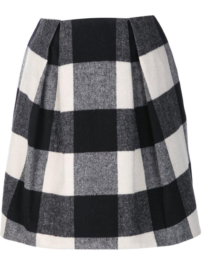 Zac Zac Posen Checked Skirt, Women's, Size: 4, Black, Polyester/wool/viscose