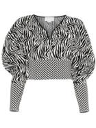 Esteban Cortazar Zebra Print Cropped Sweater - White