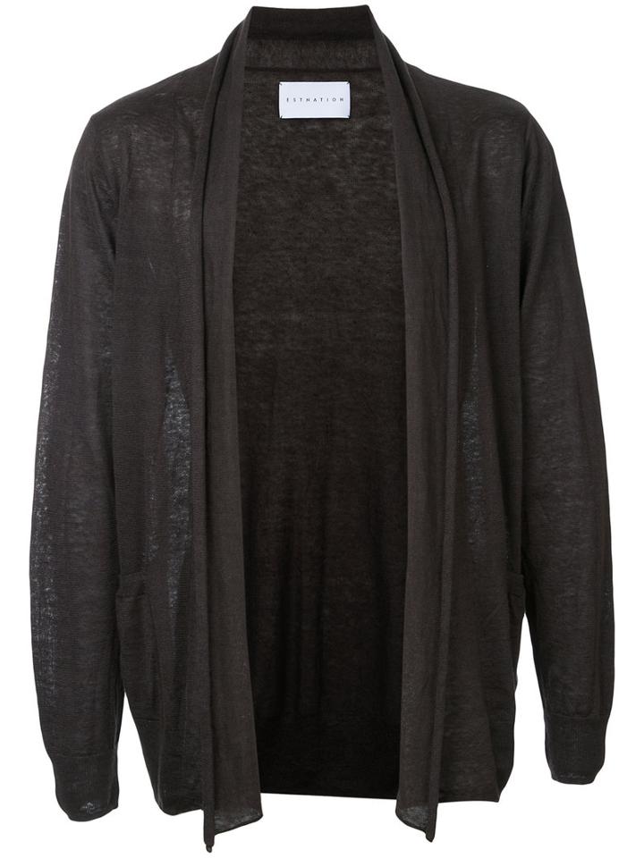 Estnation - Long Open Cardigan - Men - Linen/flax - L, Brown, Linen/flax