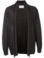 Estnation - Long Open Cardigan - Men - Linen/flax - L, Brown, Linen/flax