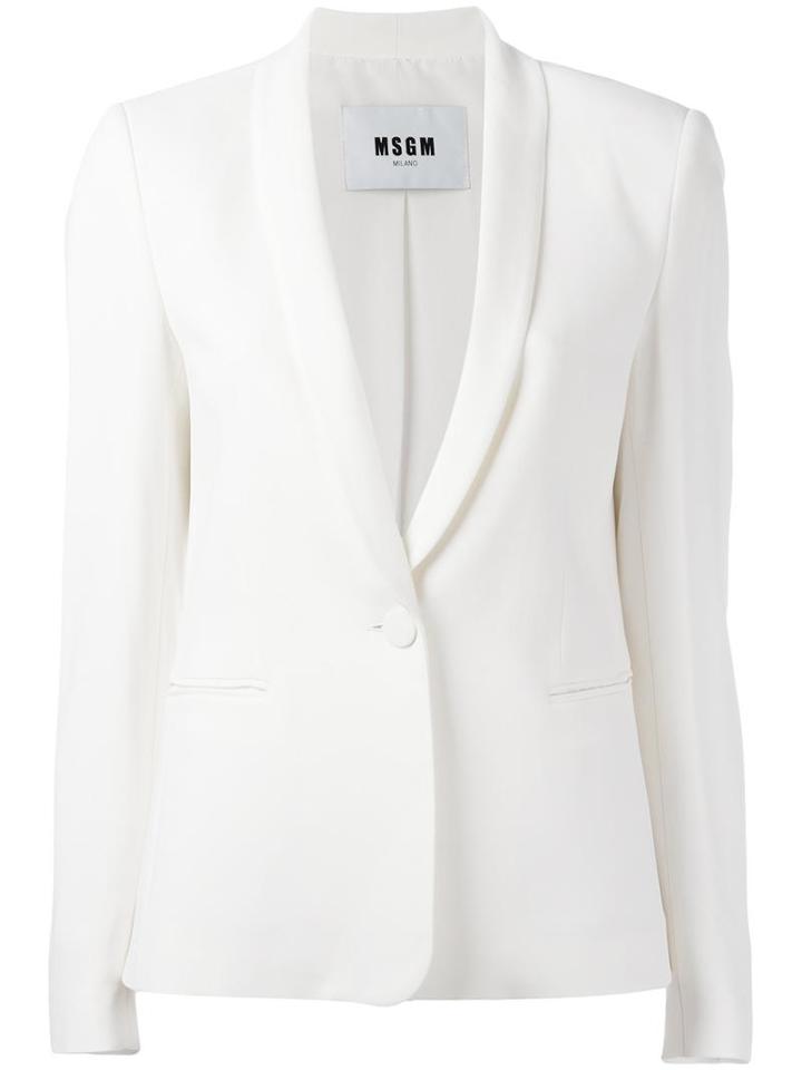 Msgm Single Button Blazer, Women's, Size: 42, White, Viscose/acetate/polyester