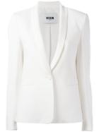 Msgm Single Button Blazer, Women's, Size: 42, White, Viscose/acetate/polyester