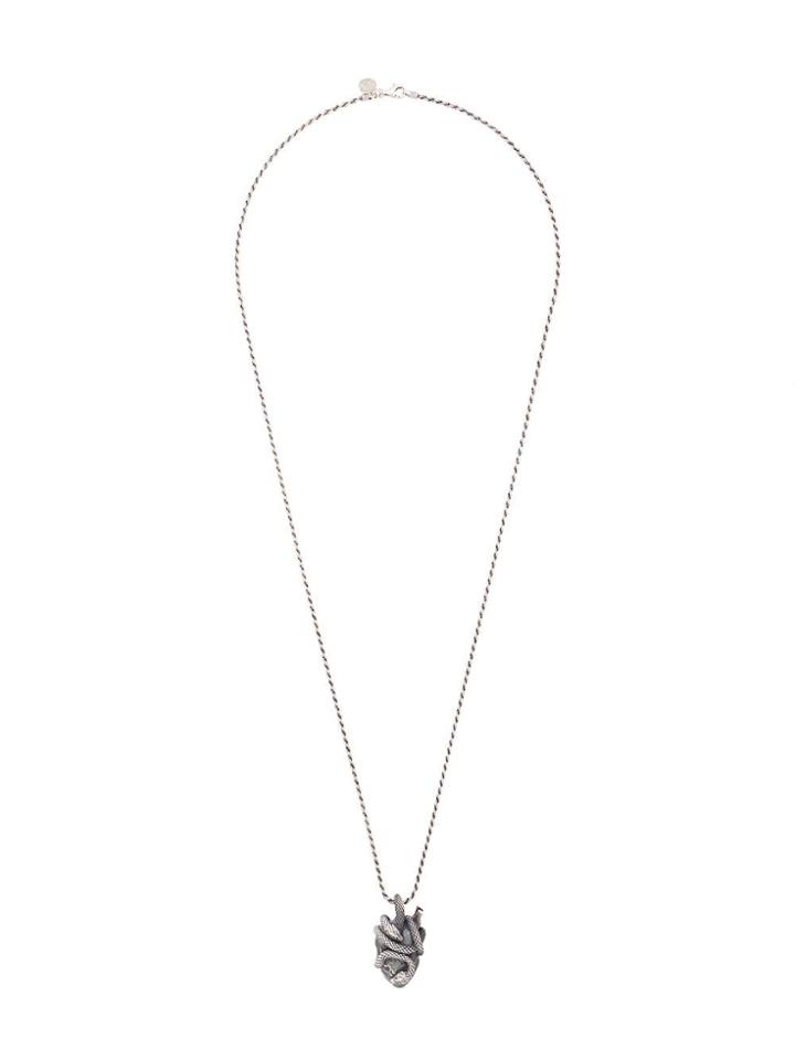 Nove25 Snake Heart Pendant Necklace - Silver
