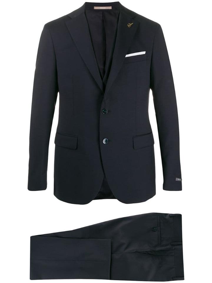Paoloni Three-piece Formal Suit - Blue