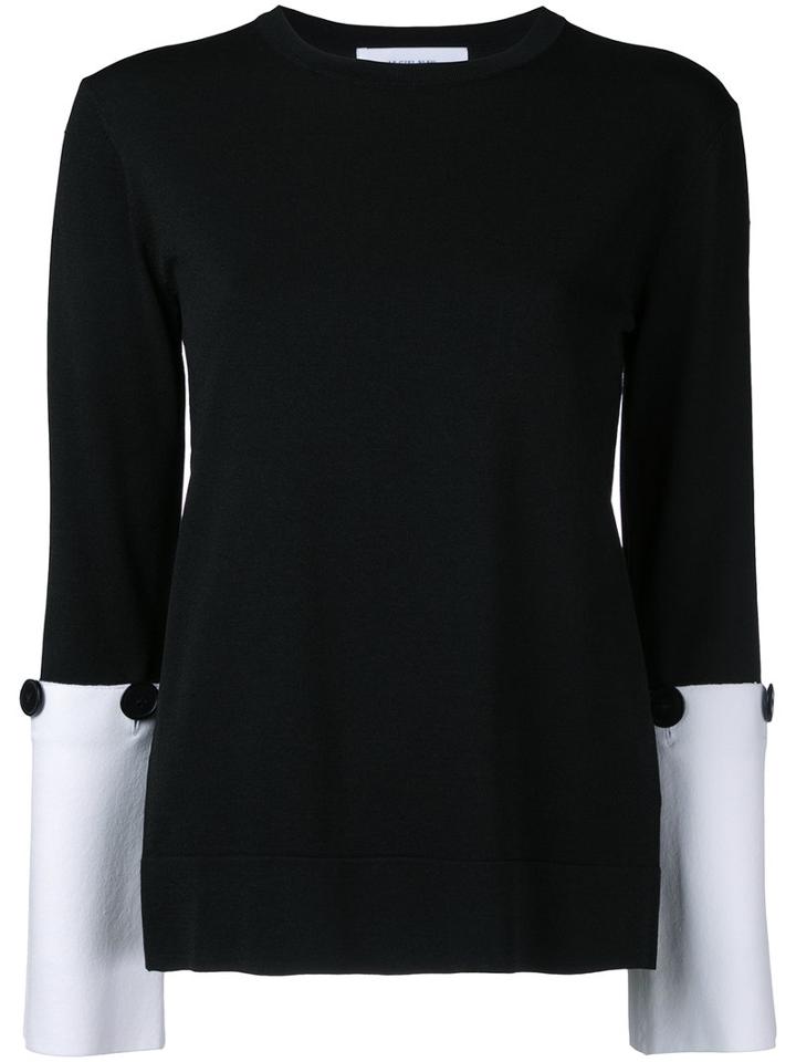 Le Ciel Bleu - Bi-color Knit Top - Women - Nylon/rayon - 36, Black, Nylon/rayon
