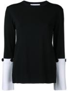 Le Ciel Bleu - Bi-color Knit Top - Women - Nylon/rayon - 36, Black, Nylon/rayon