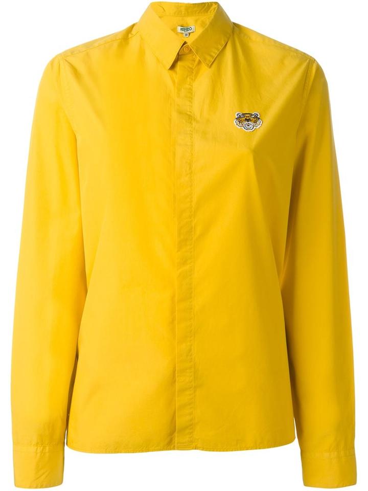 Kenzo Tiger Embroidered Shirt, Women's, Size: 38, Yellow/orange, Cotton