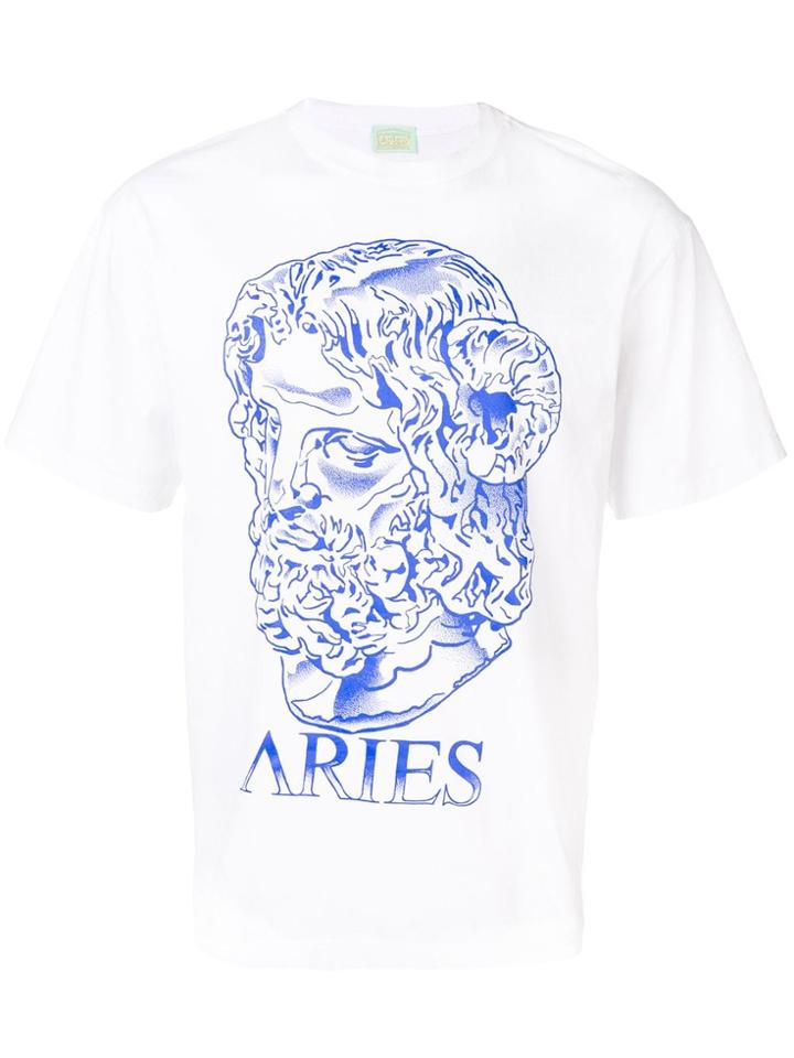 Aries Logo Graphic Print T-shirt - White