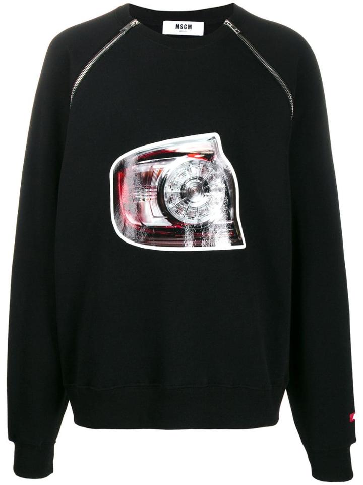 Msgm Lucida Print Zipped Sweater - Black