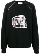 Msgm Lucida Print Zipped Sweater - Black