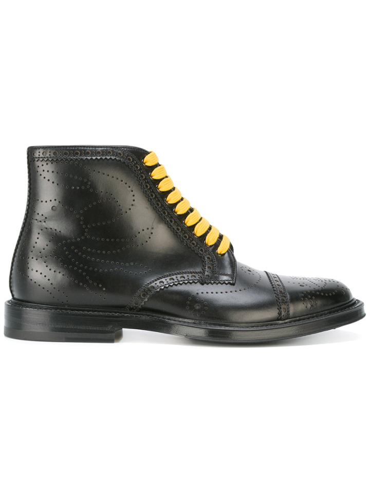 Gucci Contrast Lace Boots - Black