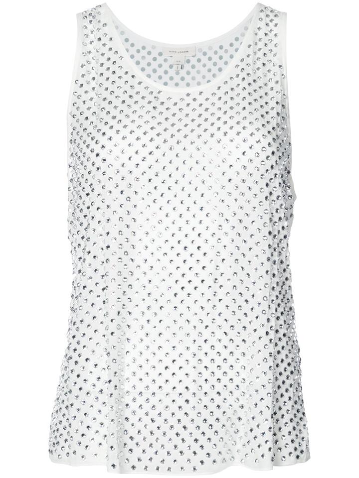 Marc Jacobs - Crystal Pave Sleeveless Blouse - Women - Silk - Xs, White, Silk