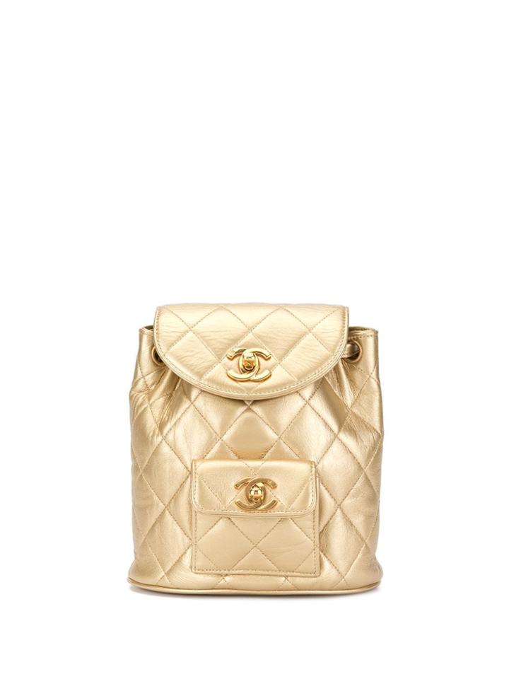 Chanel Pre-owned Cc Chain Backpack Bag - Gold
