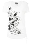 Ea7 Emporio Armani - Tropical Print T-shirt - Women - Cotton - M, White, Cotton