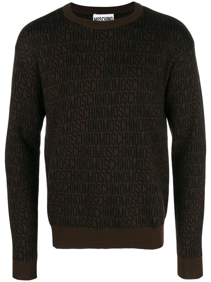 Moschino Logo Printed Sweater - Brown