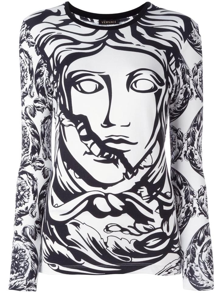 Versace Cracked Medusa Jumper, Women's, Size: 38, White, Viscose/spandex/elastane