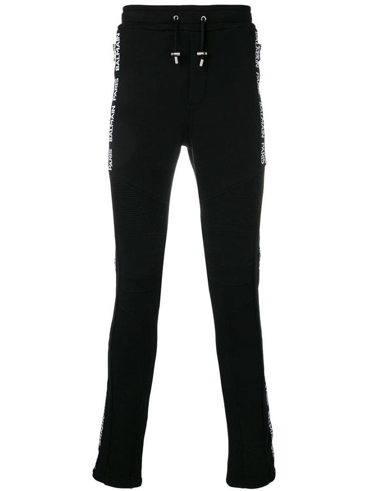 Balmain Logo Side Stripe Track Pants - Black