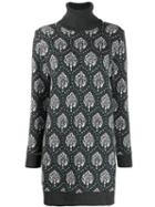 Blumarine Geometric Intarsia Dress - Grey