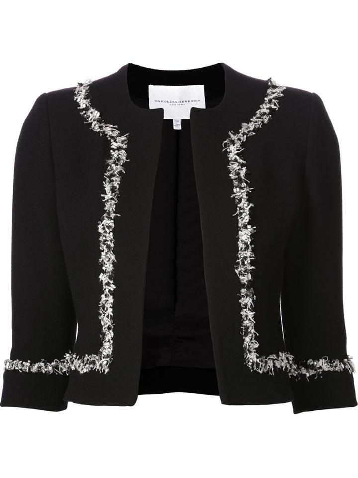 Carolina Herrera Frayed Edge Cropped Jacket