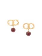 Chanel Vintage Curb Chain Gripoix Bead Drop Earrings - Metallic