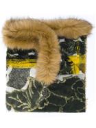 Luisa Cerano Printed Fox Fur Trim Scarf - Multicolour