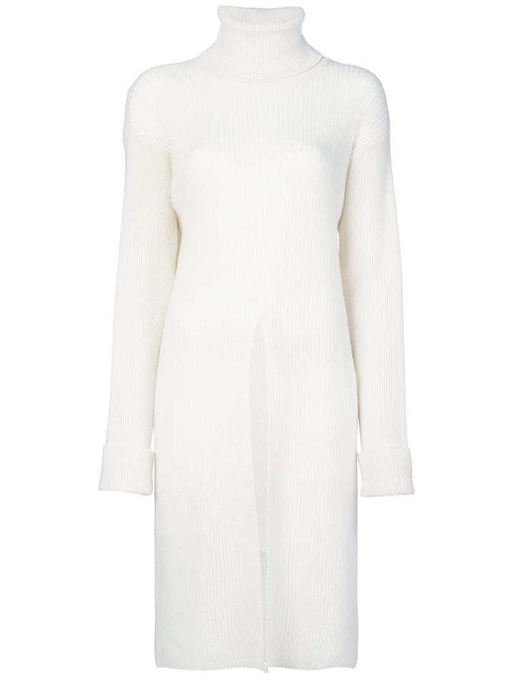 Agnona Turtleneck Ribbed Elongated Jumper - White