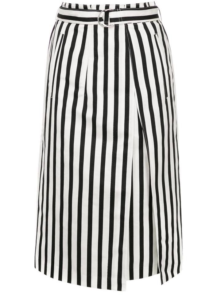 Des Prés Striped Pleat Front Skirt - Black