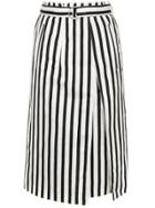 Des Prés Striped Pleat Front Skirt - Black