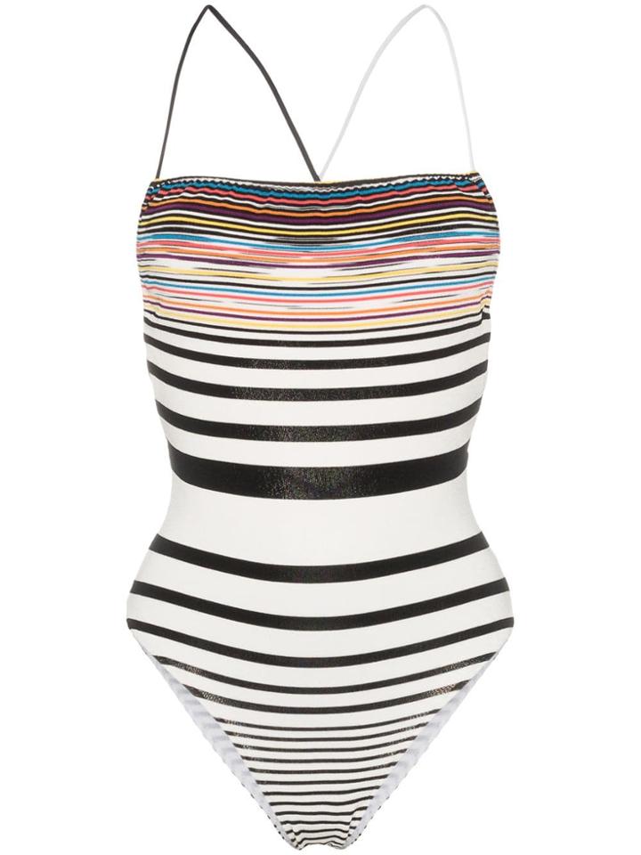 Missoni Mare Striped Stretch Strappy Back One-piece - White