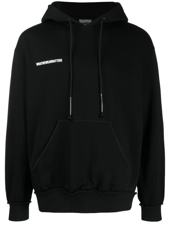 Wwwm Logo Drawstring Hoodie - Black