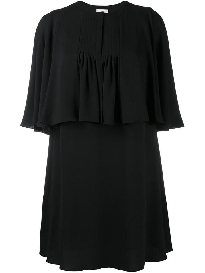 Lanvin Layered Ruffle Top Dress, Women's, Size: 36, Black, Silk/acetate