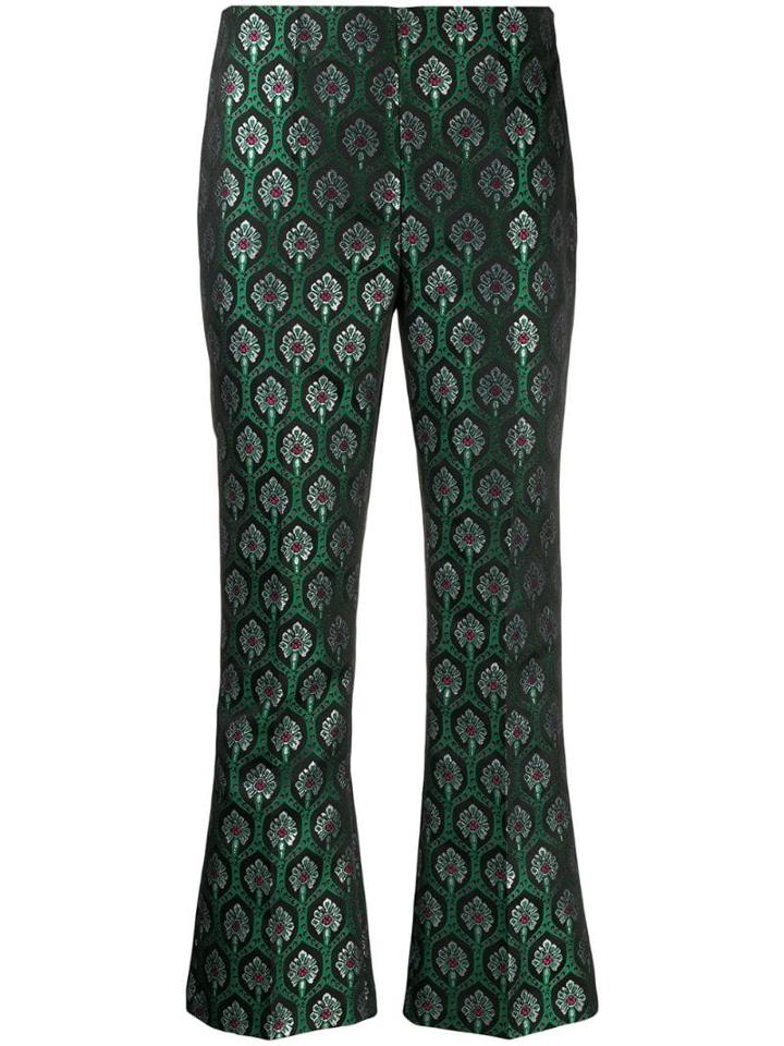 Be Blumarine Cropped Jacquard Trousers - Green