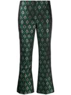 Be Blumarine Cropped Jacquard Trousers - Green