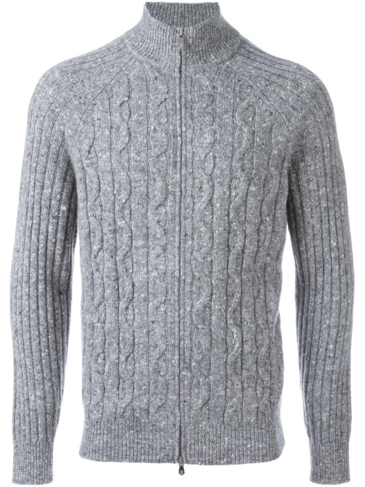 Brunello Cucinelli Zipped Cardigan, Men's, Size: 58, Grey, Silk/polyamide/cashmere/virgin Wool