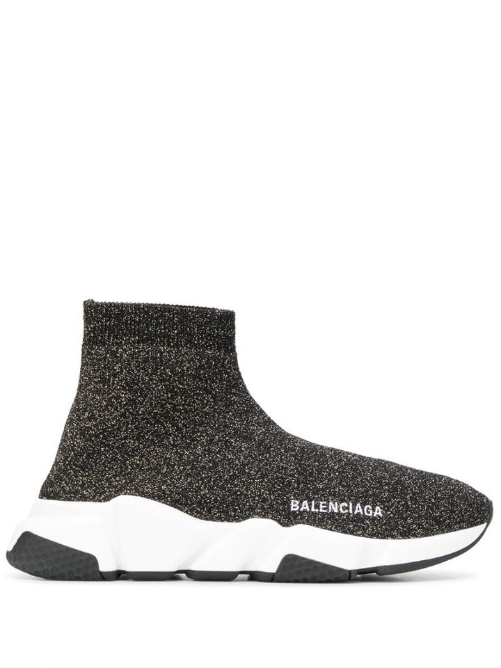 Balenciaga Speed Lt Lurex Knit Sneakers - Black