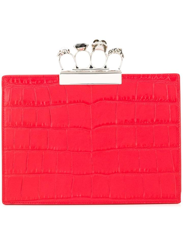 Alexander Mcqueen Four Ring Clutch Bag - Red