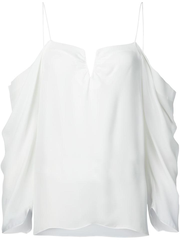 Nicole Miller Cut-out Draped Blouse, Women's, Size: Xs, White, Silk