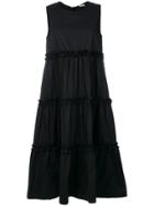P.a.r.o.s.h. Ruched Trim Flared Midi Dress - Black