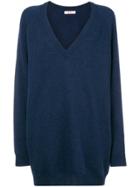 Liska Oversized V-neck Sweater - Blue